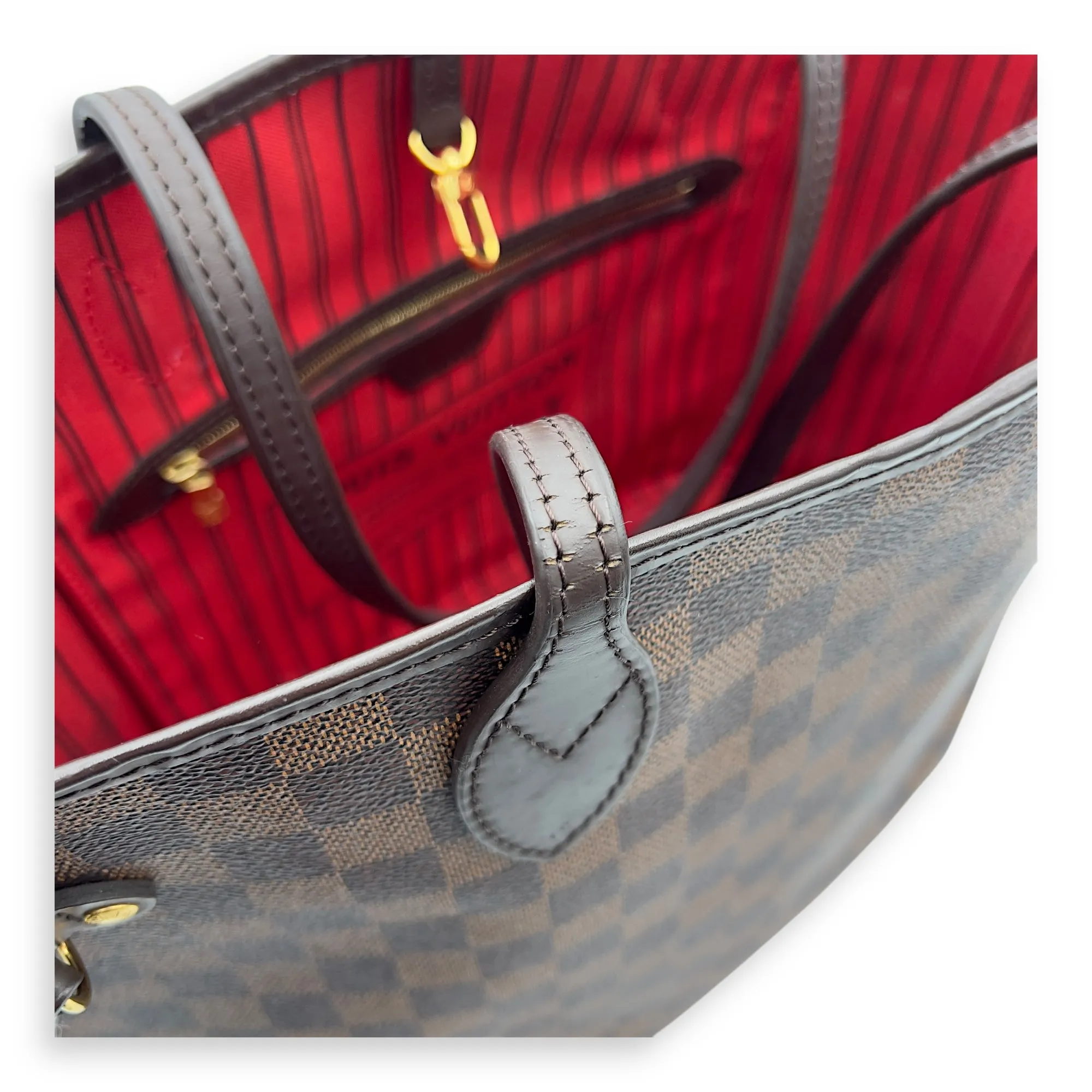 Neverfull Tote Bag MM Damier Ebene in Coated Canvas, Gold hardware