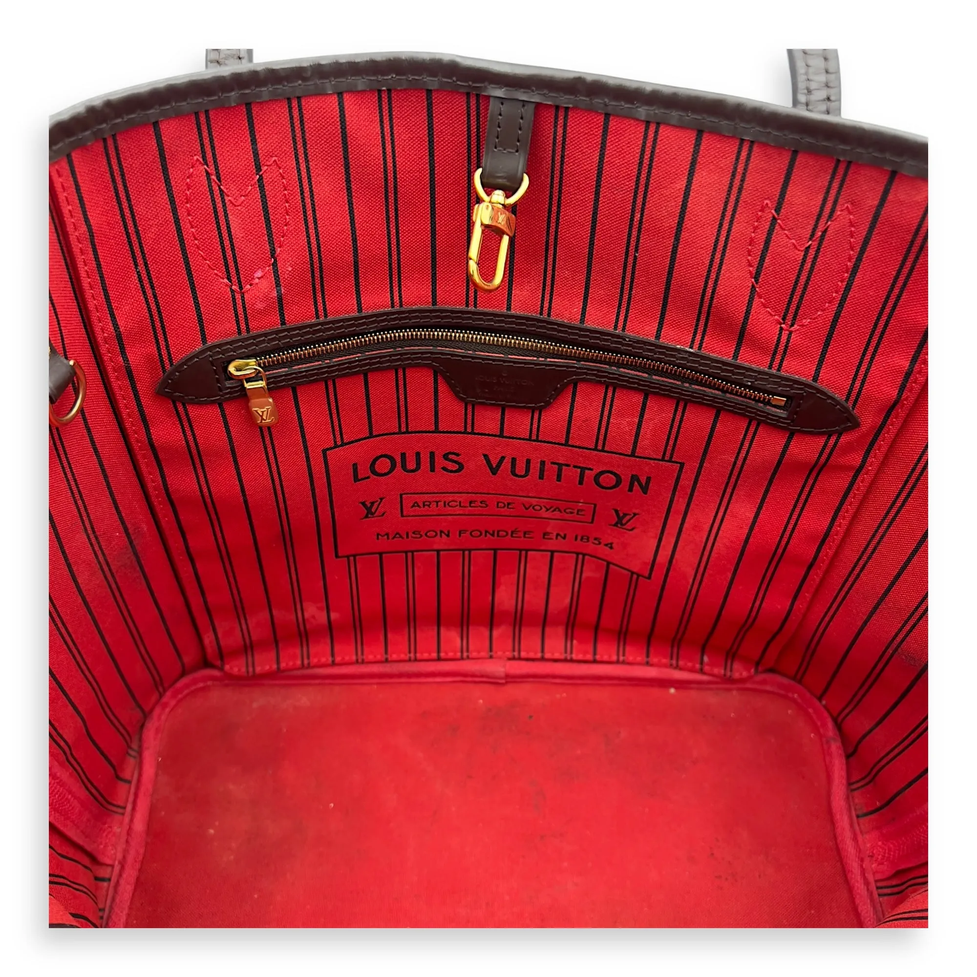 Neverfull Tote Bag MM Damier Ebene in Coated Canvas, Gold hardware