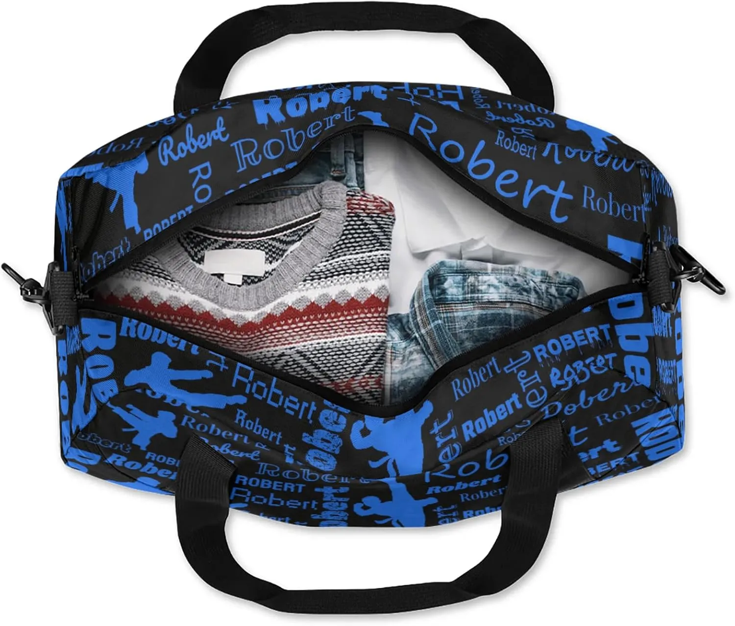 Personalized Karate Sport Duffel Bag Custom Sports Bag Travel Overnight Shoulder Bags Customized Gifts for Women Men Martial Art, Black