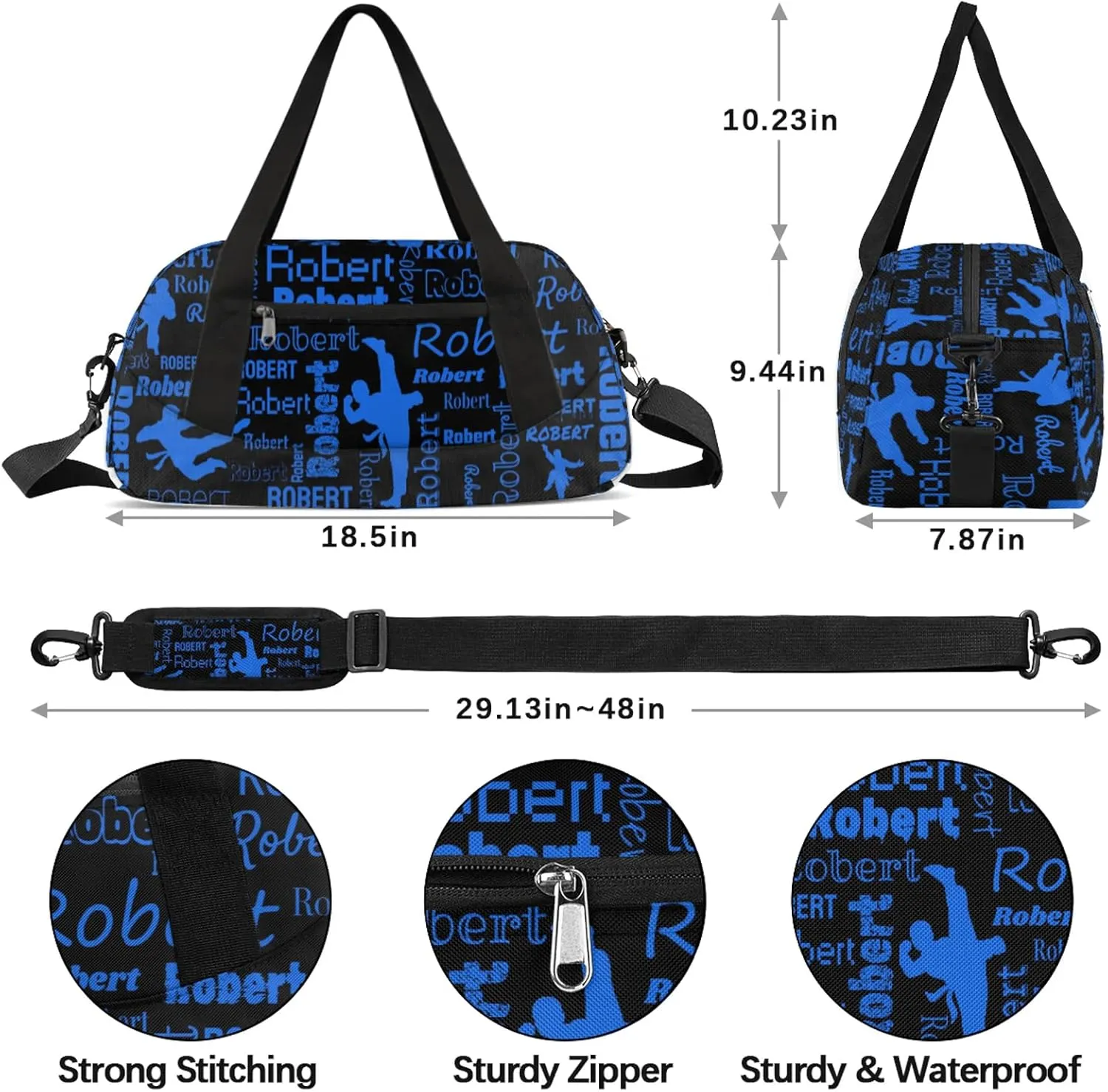 Personalized Karate Sport Duffel Bag Custom Sports Bag Travel Overnight Shoulder Bags Customized Gifts for Women Men Martial Art, Black