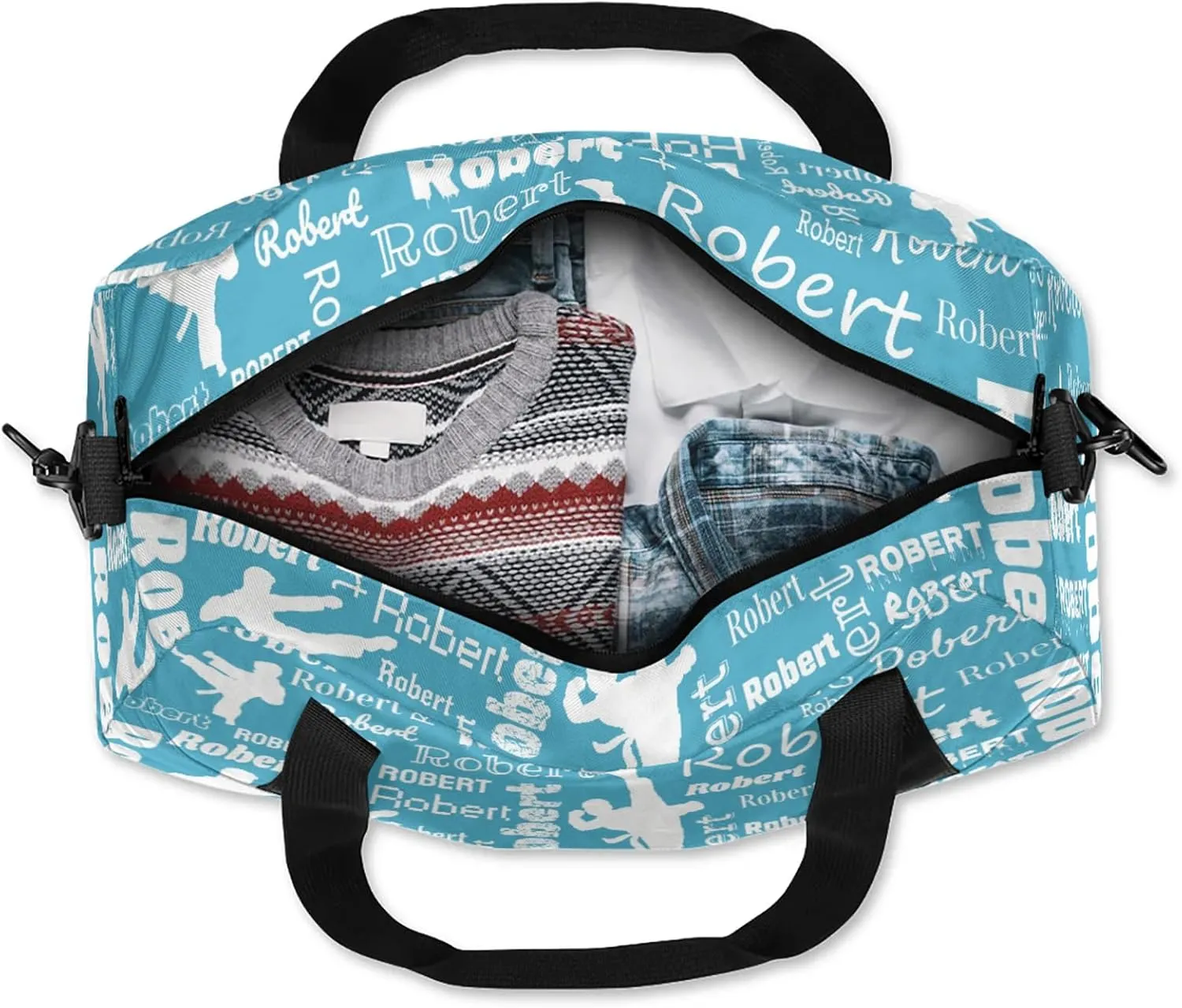 Personalized Karate Sport Duffel Bag Custom Sports Bag Travel Overnight Shoulder Bags Customized Gifts for Women Men Martial Art, Blue