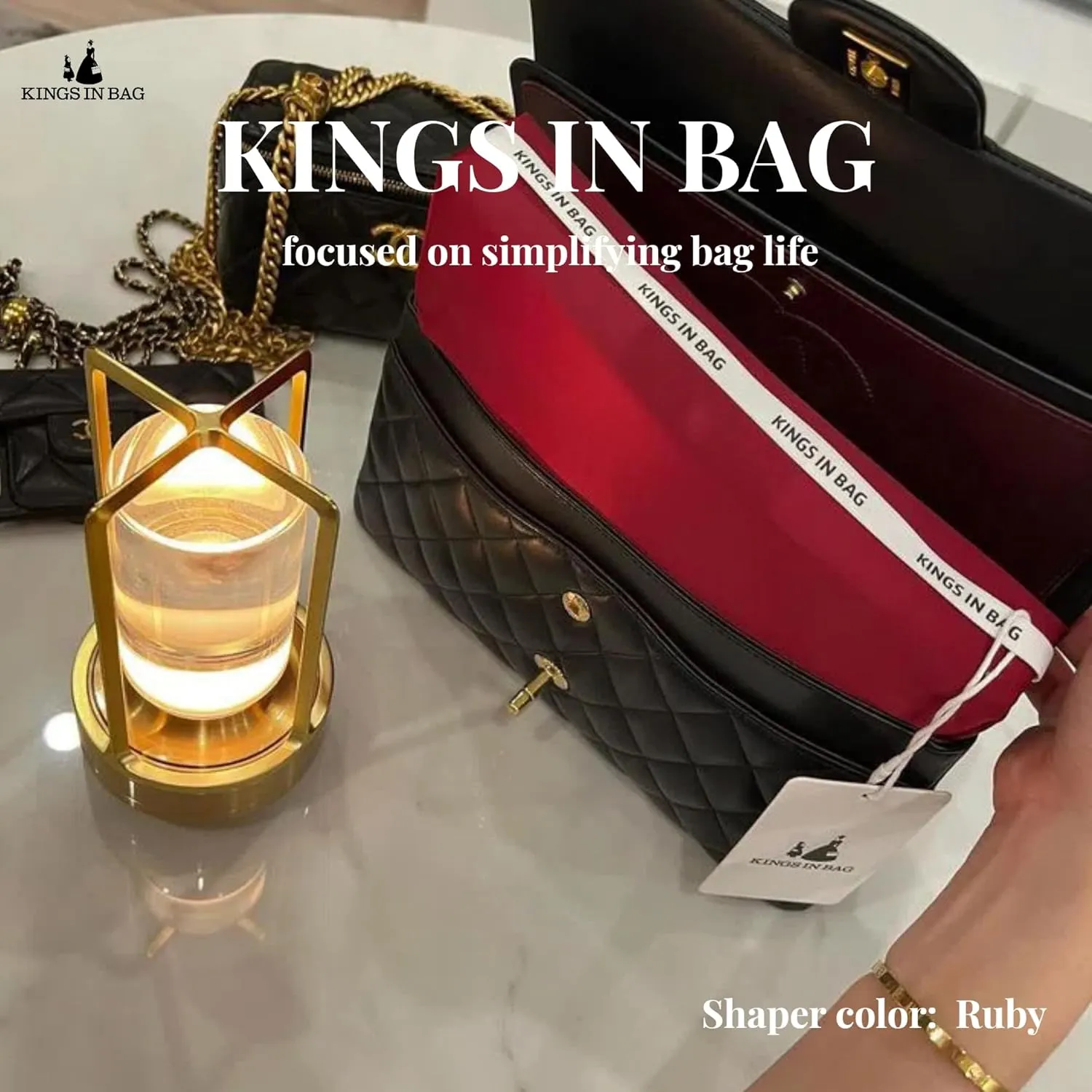 Pillow Inserts for Medium Classic Handbag, Bag Shaper Fits for Chanel Classic Flap Bag, Lightweight Memory Foam Pillows with Soft Satin (Ruby, CF Medium)