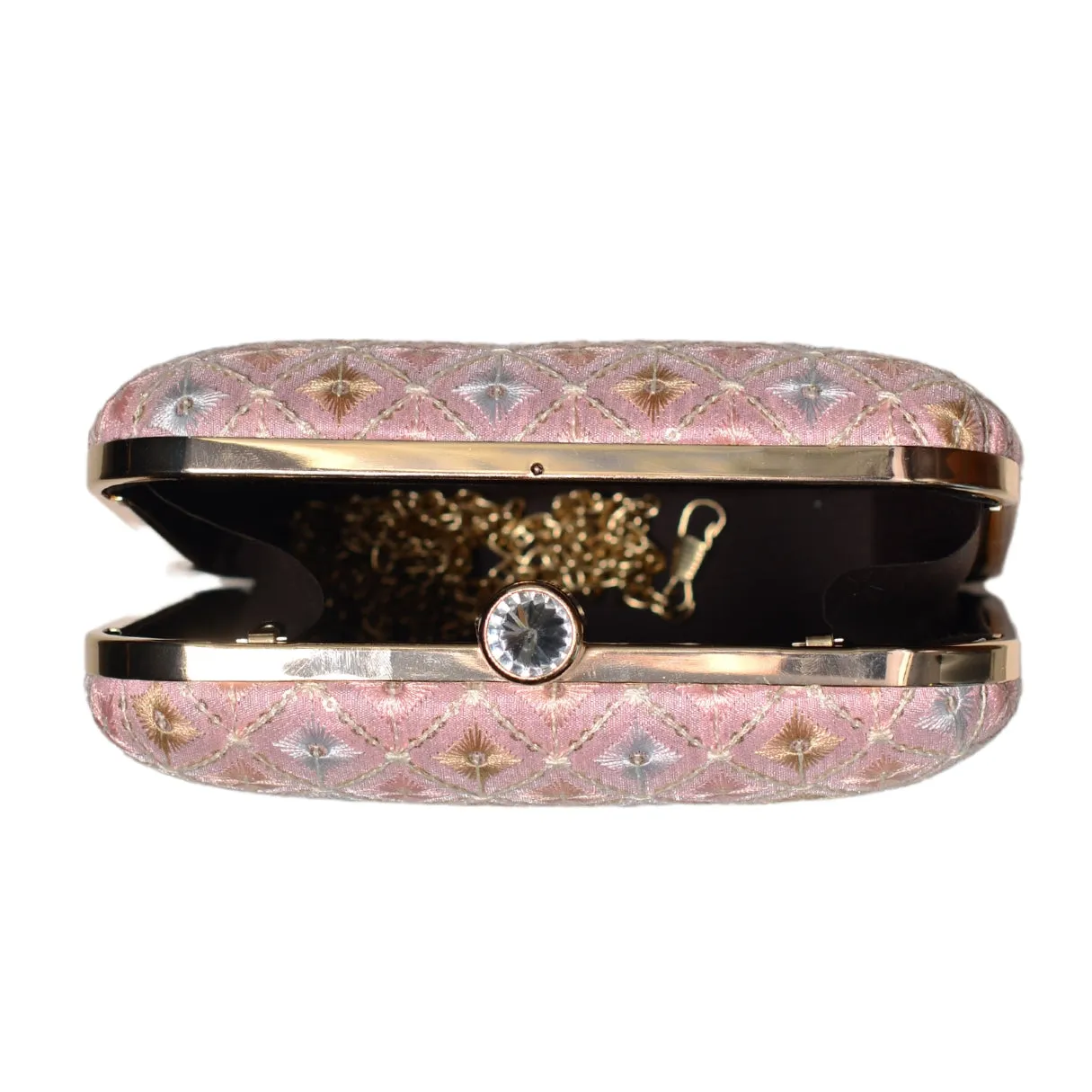 Pink Threadwork Embroidery Party Clutch