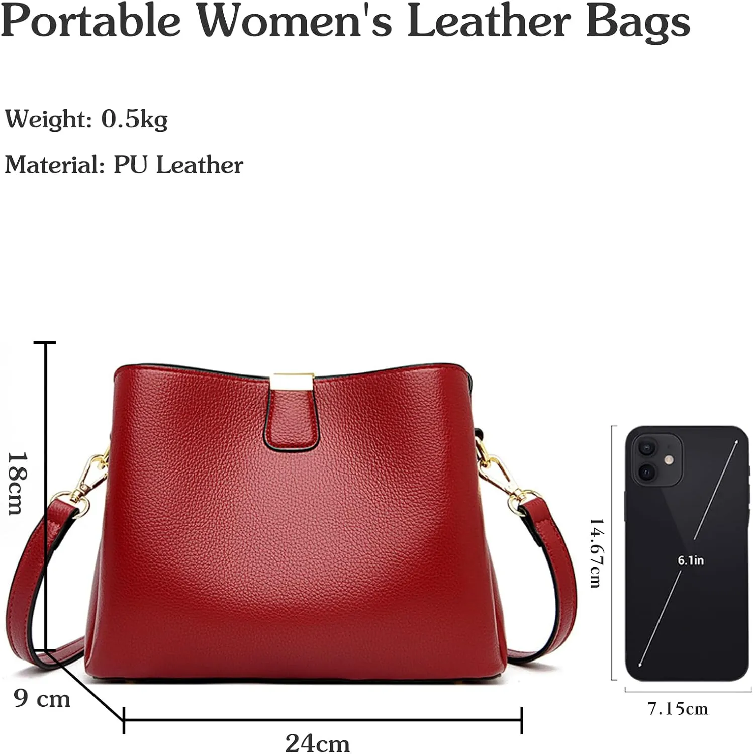 PU Leather Crossbody Bag for Women Elegant Handbag Ladies Shoulder Bag Retro Messenger Bag Waterproof Top-handle Bag