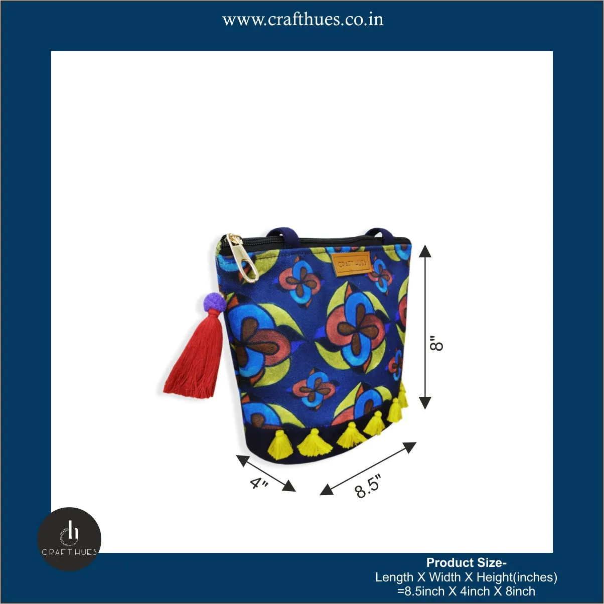 Red Blue Flower Bucket Bag