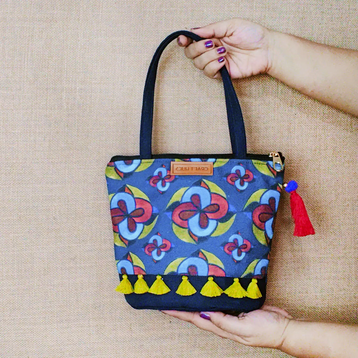 Red Blue Flower Bucket Bag