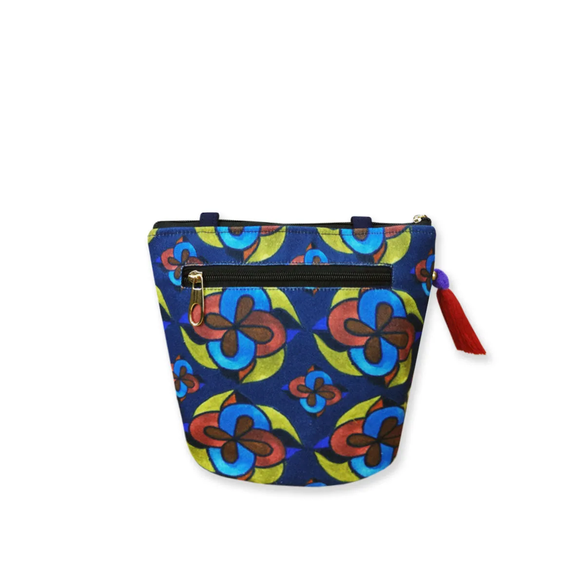 Red Blue Flower Bucket Bag
