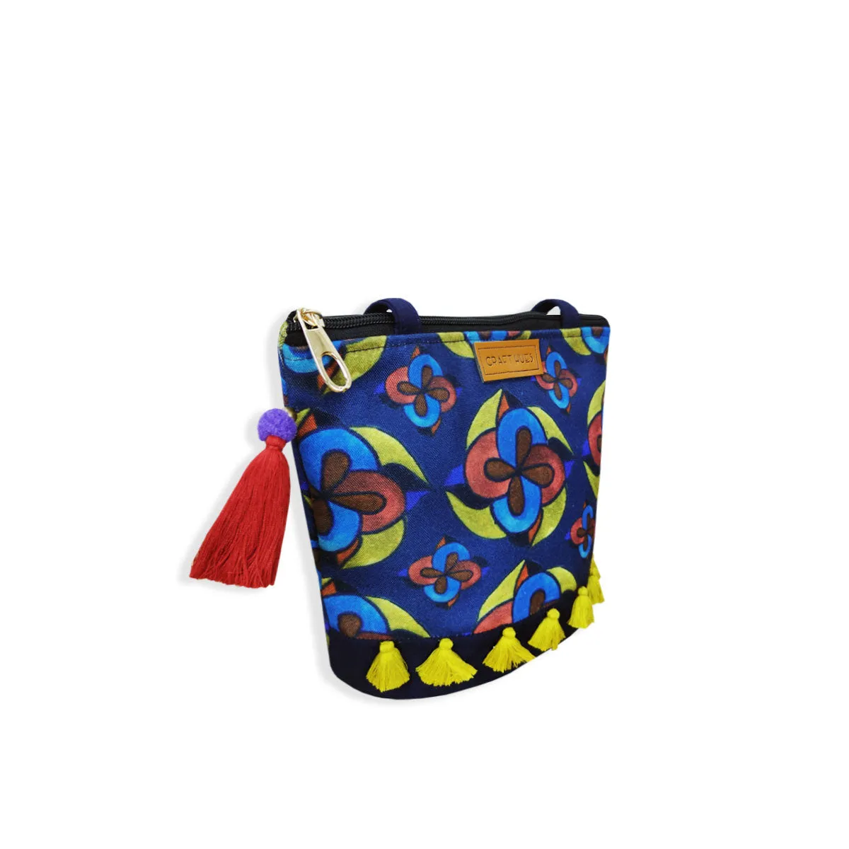 Red Blue Flower Bucket Bag