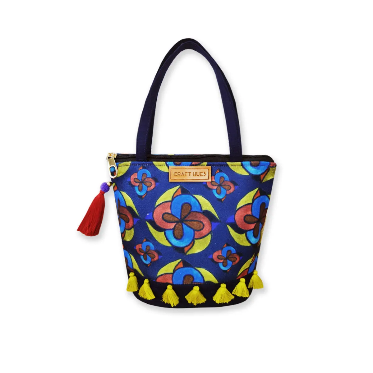 Red Blue Flower Bucket Bag