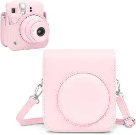 Rieibi Camera Case Compatible with Fuji Instax Mini 12 -MINI 12 Carry Case for Fujifilm Instax Mini 12 Instant Camera - Fuji mini 12 Bag Cover with Strap - Blossom Pink