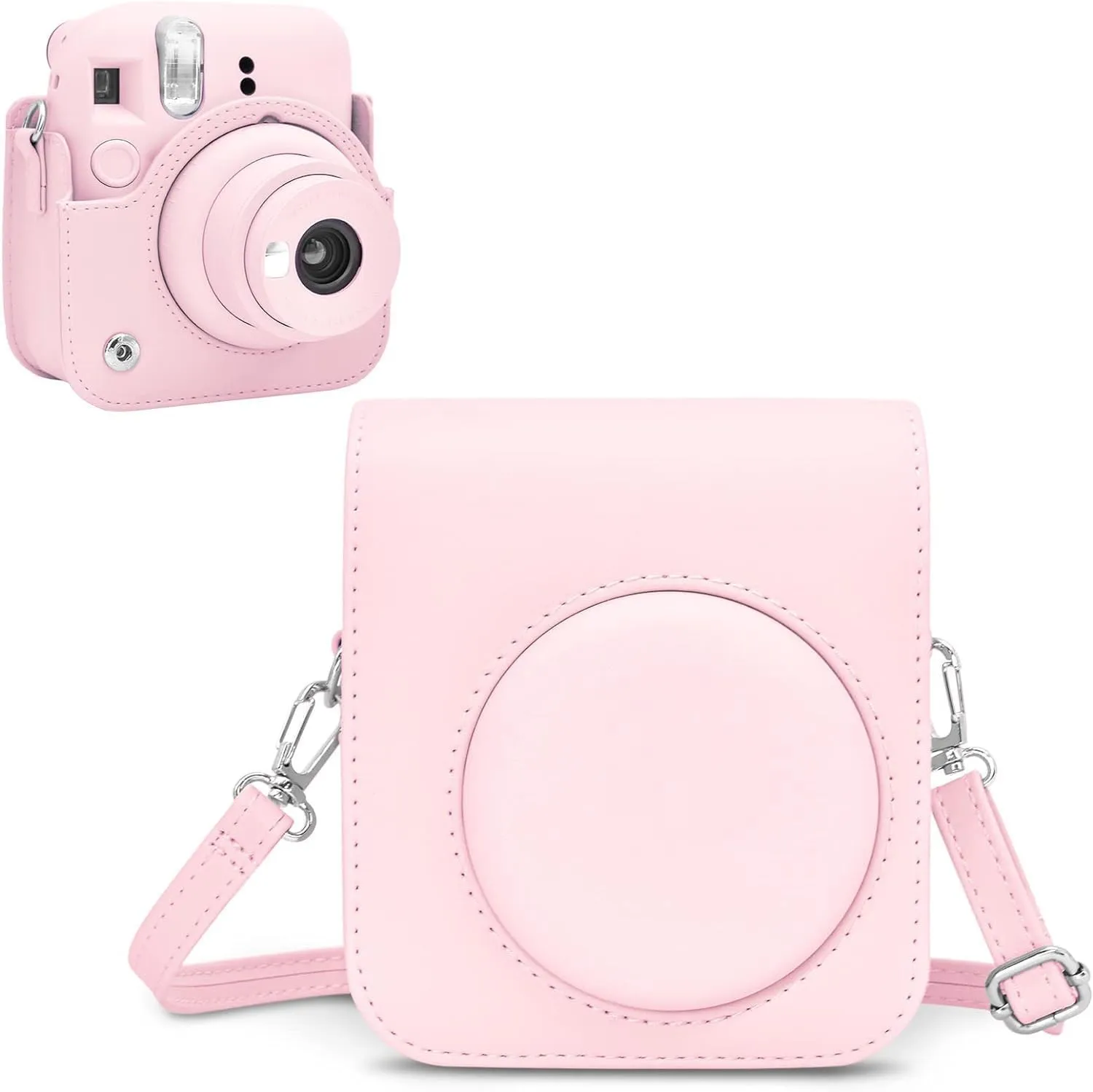 Rieibi Camera Case Compatible with Fuji Instax Mini 12 -MINI 12 Carry Case for Fujifilm Instax Mini 12 Instant Camera - Fuji mini 12 Bag Cover with Strap - Blossom Pink