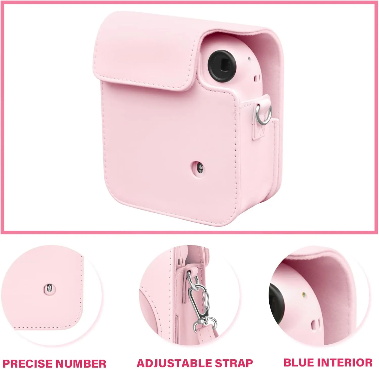 Rieibi Camera Case Compatible with Fuji Instax Mini 12 -MINI 12 Carry Case for Fujifilm Instax Mini 12 Instant Camera - Fuji mini 12 Bag Cover with Strap - Blossom Pink