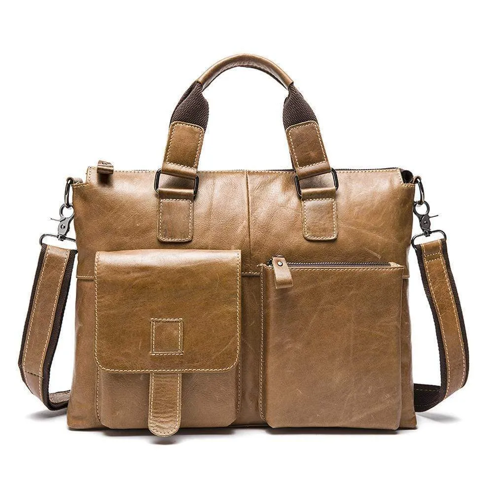 Rossie Viren  Men's Bunished Vintage Leather Shoulder Top Handle Bags