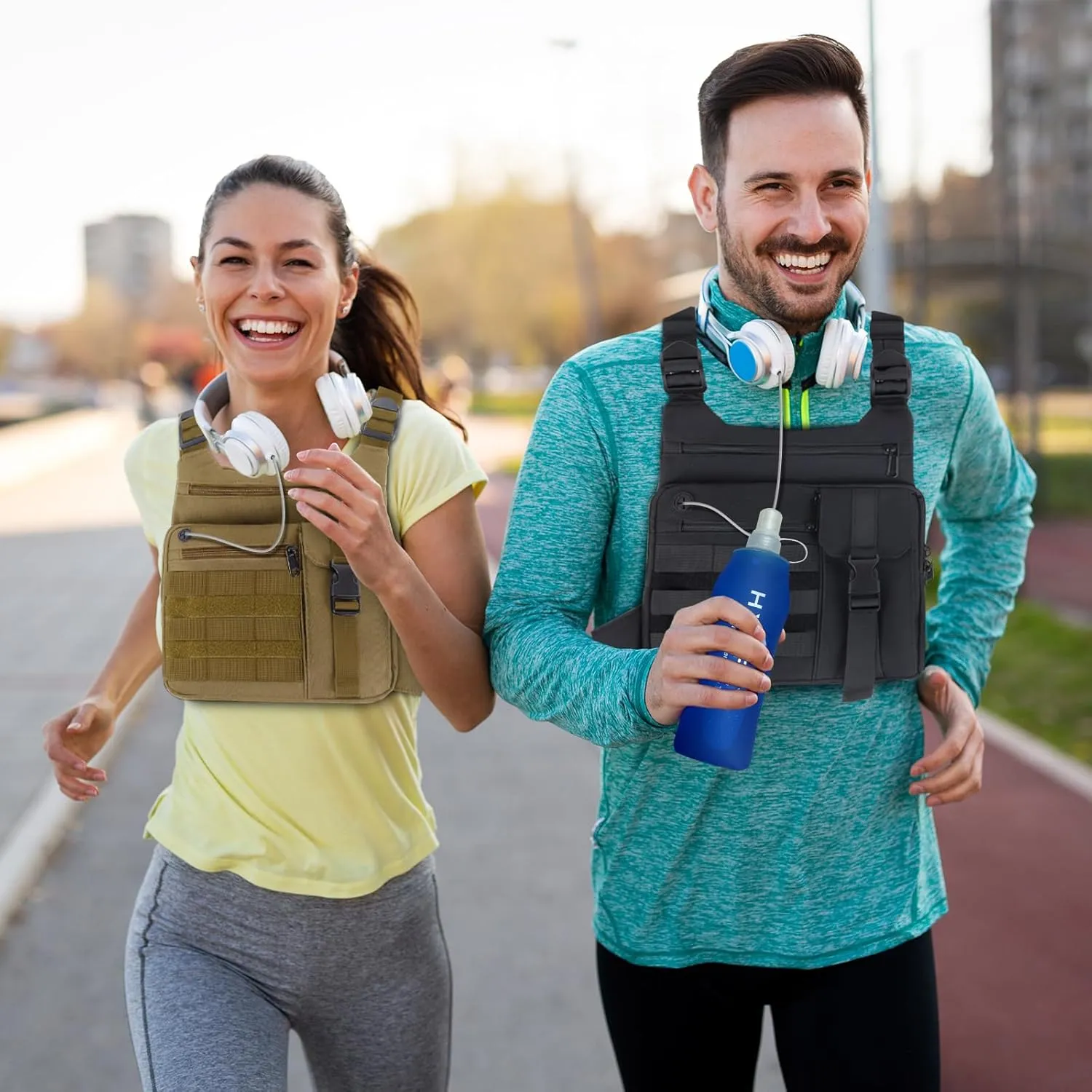 Tactical Chest Bag Lightweight Running Chest Pack, Water Resistant Running Vest Pack with Phone Holder Running Backpack for Men Women