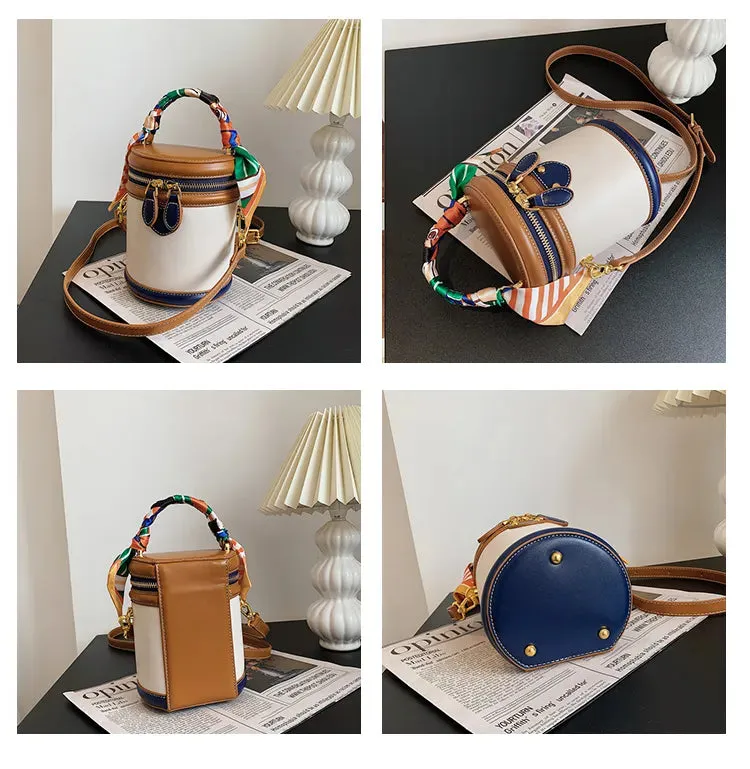 Tami Scarf Handle Barrel Bucket Bag