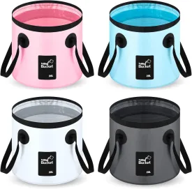 Tessco 4 Pcs 20L Collapsible Bucket with Handle 5 Gallon Portable Collapsible Folding Bucket Foldable Water Container for Camping Hiking Fishing Car Washing