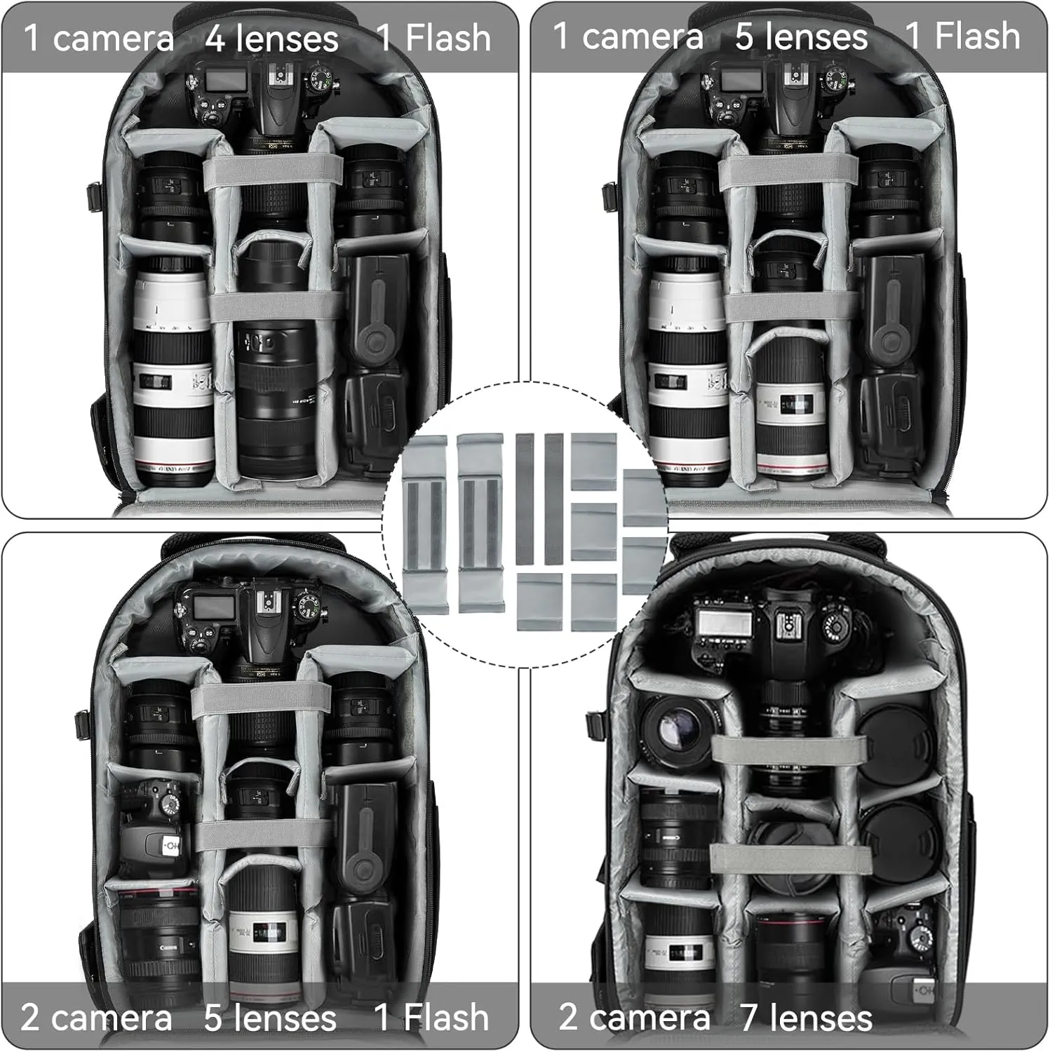TORIBIO Hardshell Camera Backpack, DSLR/SLR/Mirrorless Photography Camera Bag, Waterproof Camera Case with Tripod Holder & 15.6" Laptop Compartment Compatible with Canon/Nikon/Sony, Black