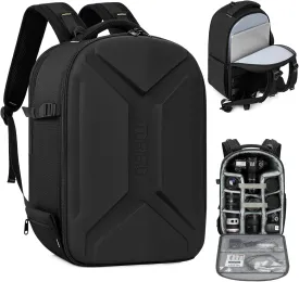 TORIBIO Hardshell Camera Backpack, DSLR/SLR/Mirrorless Photography Camera Bag, Waterproof Camera Case with Tripod Holder & 15.6" Laptop Compartment Compatible with Canon/Nikon/Sony, Black