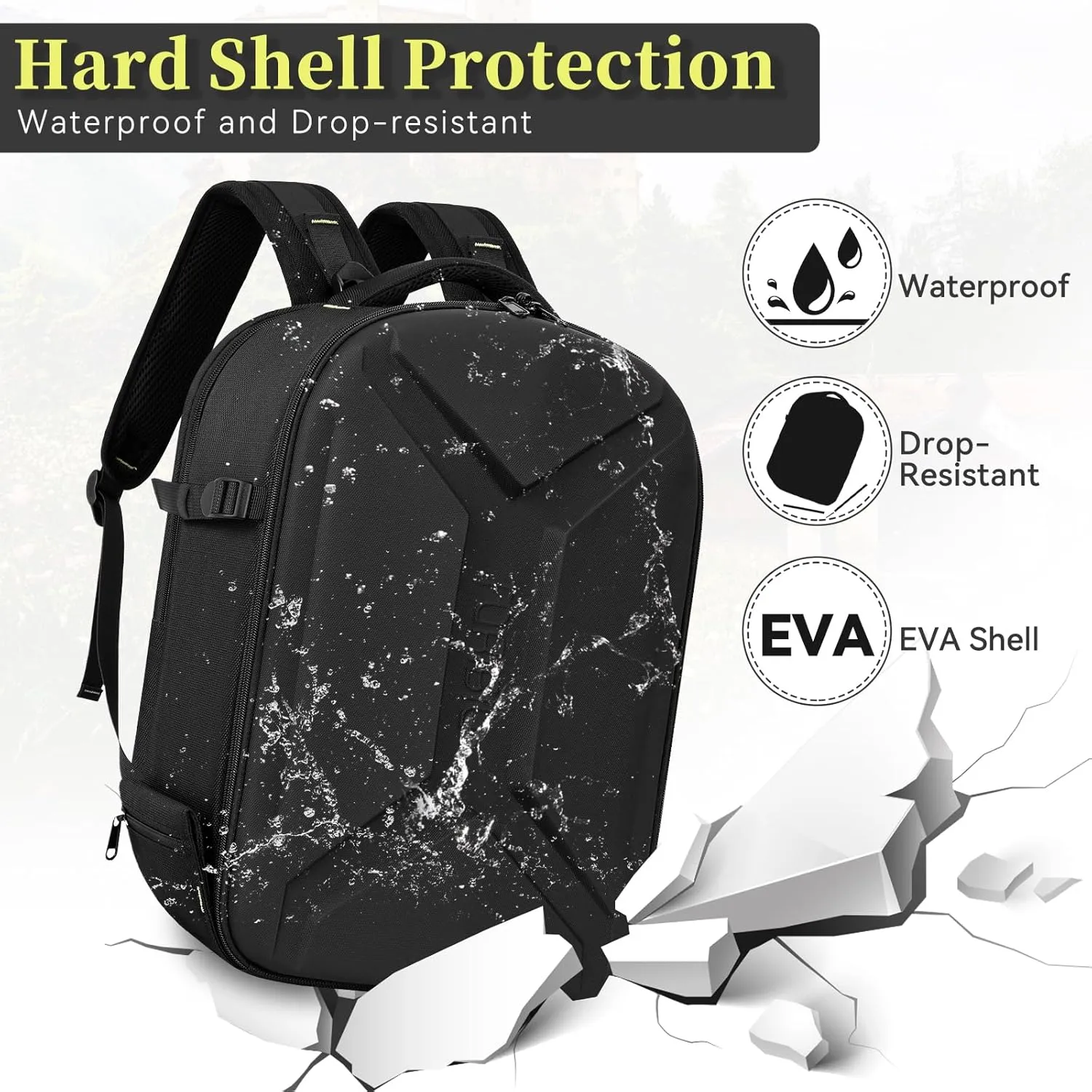 TORIBIO Hardshell Camera Backpack, DSLR/SLR/Mirrorless Photography Camera Bag, Waterproof Camera Case with Tripod Holder & 15.6" Laptop Compartment Compatible with Canon/Nikon/Sony, Black