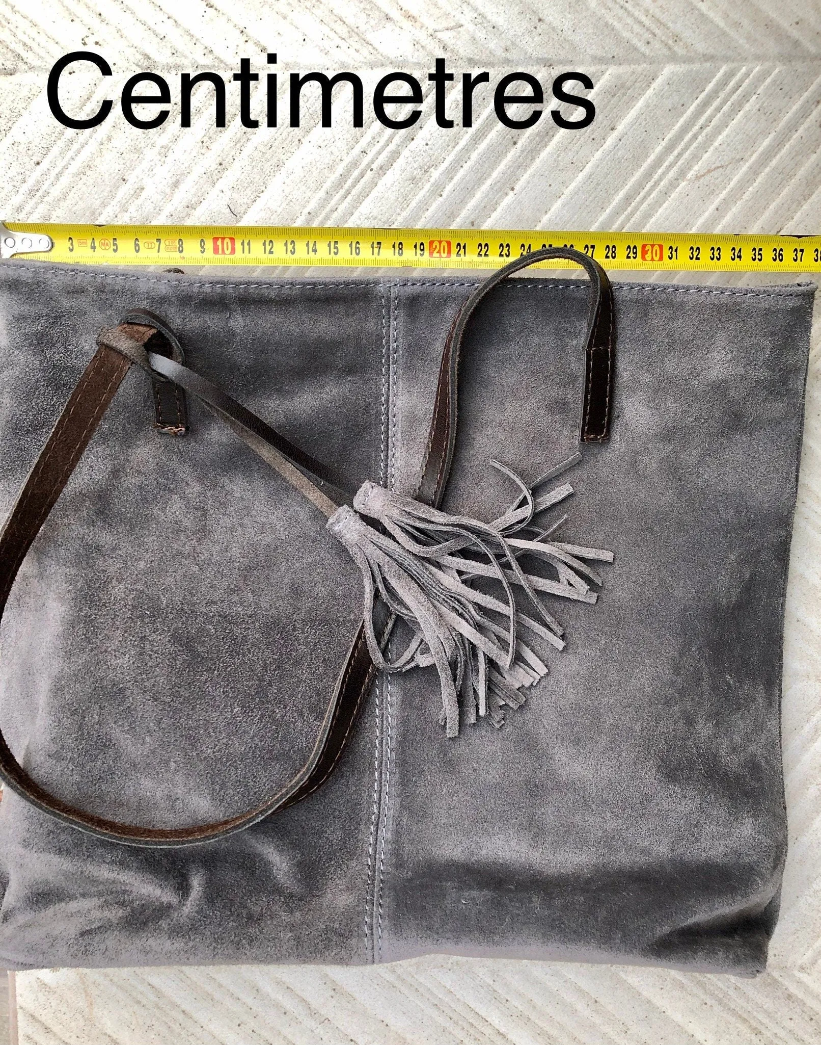 TOTE leather bag in GRAY . Genuine soft  natural suede. Grey genuine leather SHOPPER bag. Laptop bag, book or tablet bag in soft suede.