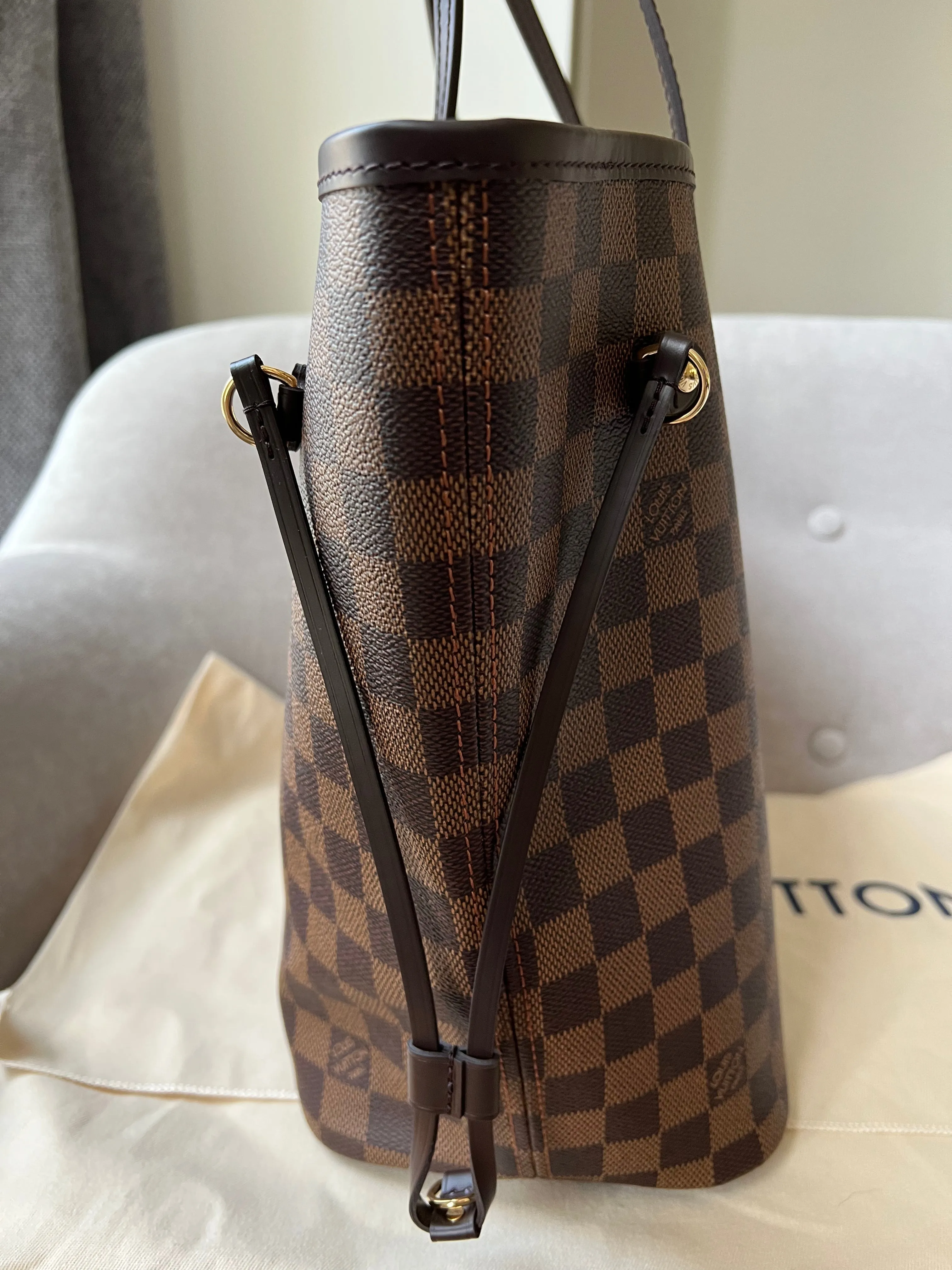 Trendy Inspired Louis Vuitton Neverfull Mm Damier Ebene Cherry Interior (rrp £1,410)