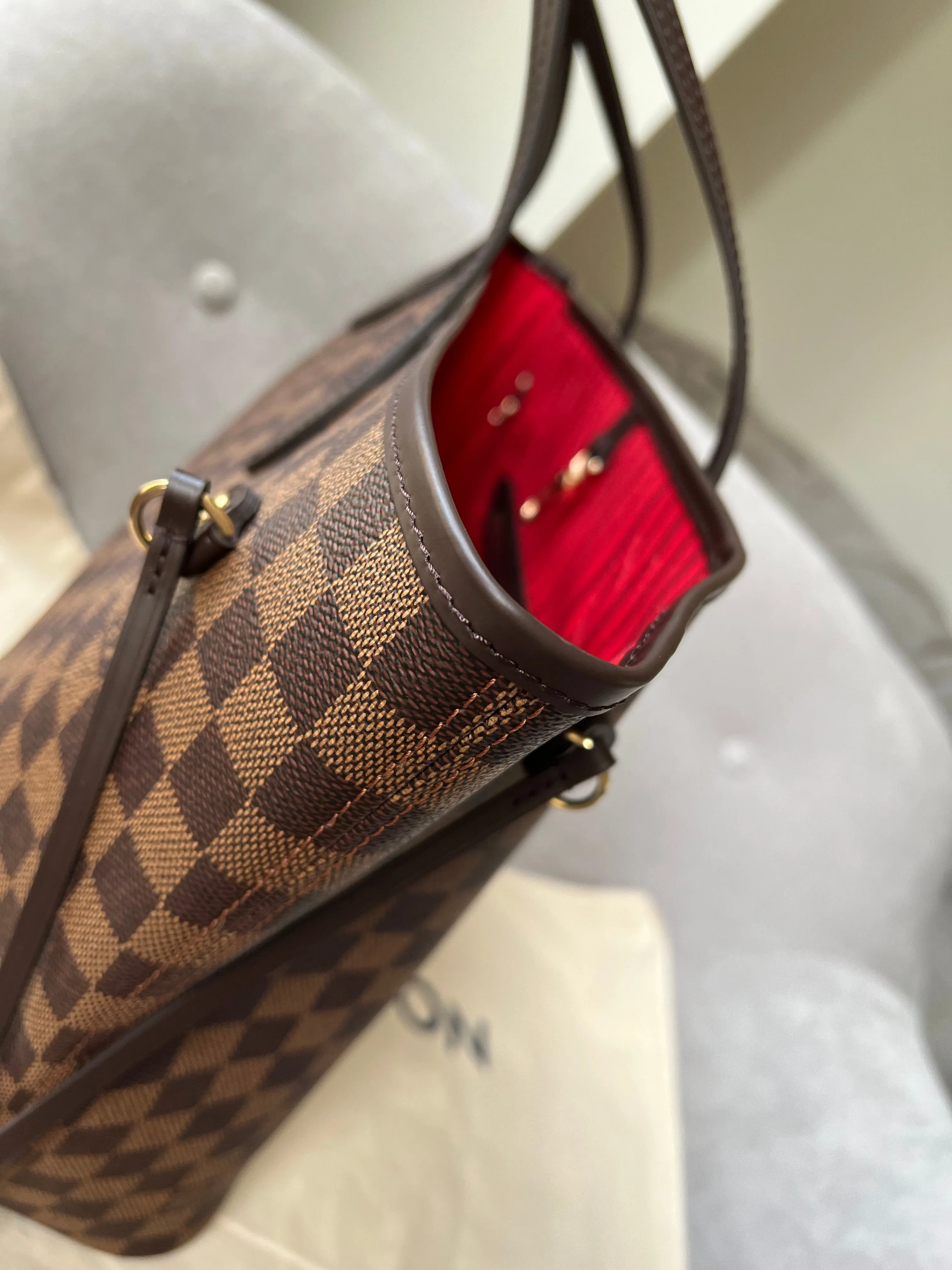 Trendy Inspired Louis Vuitton Neverfull Mm Damier Ebene Cherry Interior (rrp £1,410)