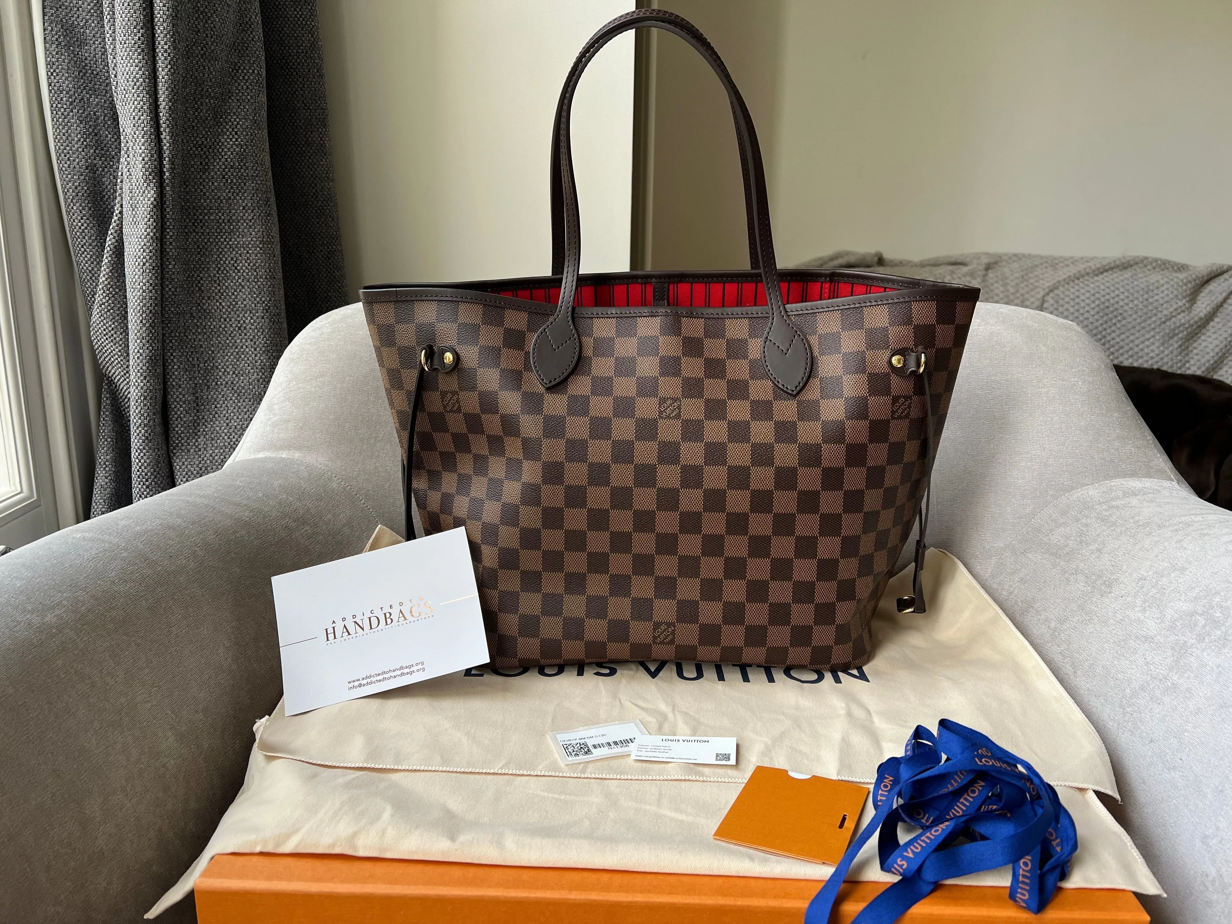 Trendy Inspired Louis Vuitton Neverfull Mm Damier Ebene Cherry Interior (rrp £1,410)