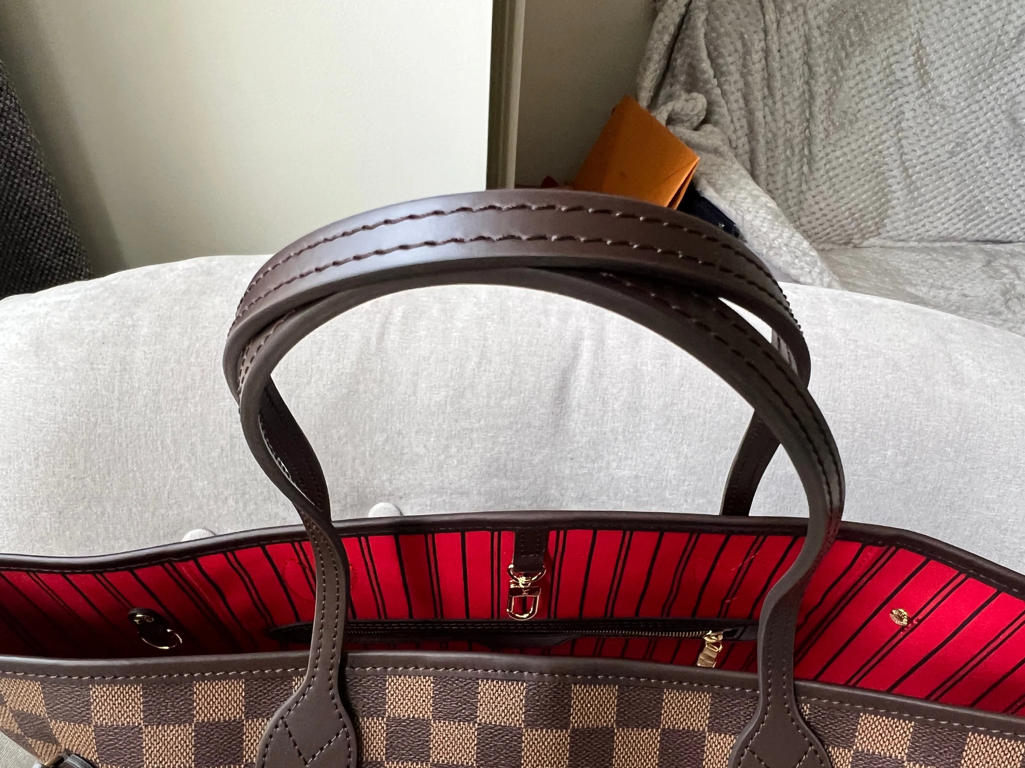 Trendy Inspired Louis Vuitton Neverfull Mm Damier Ebene Cherry Interior (rrp £1,410)