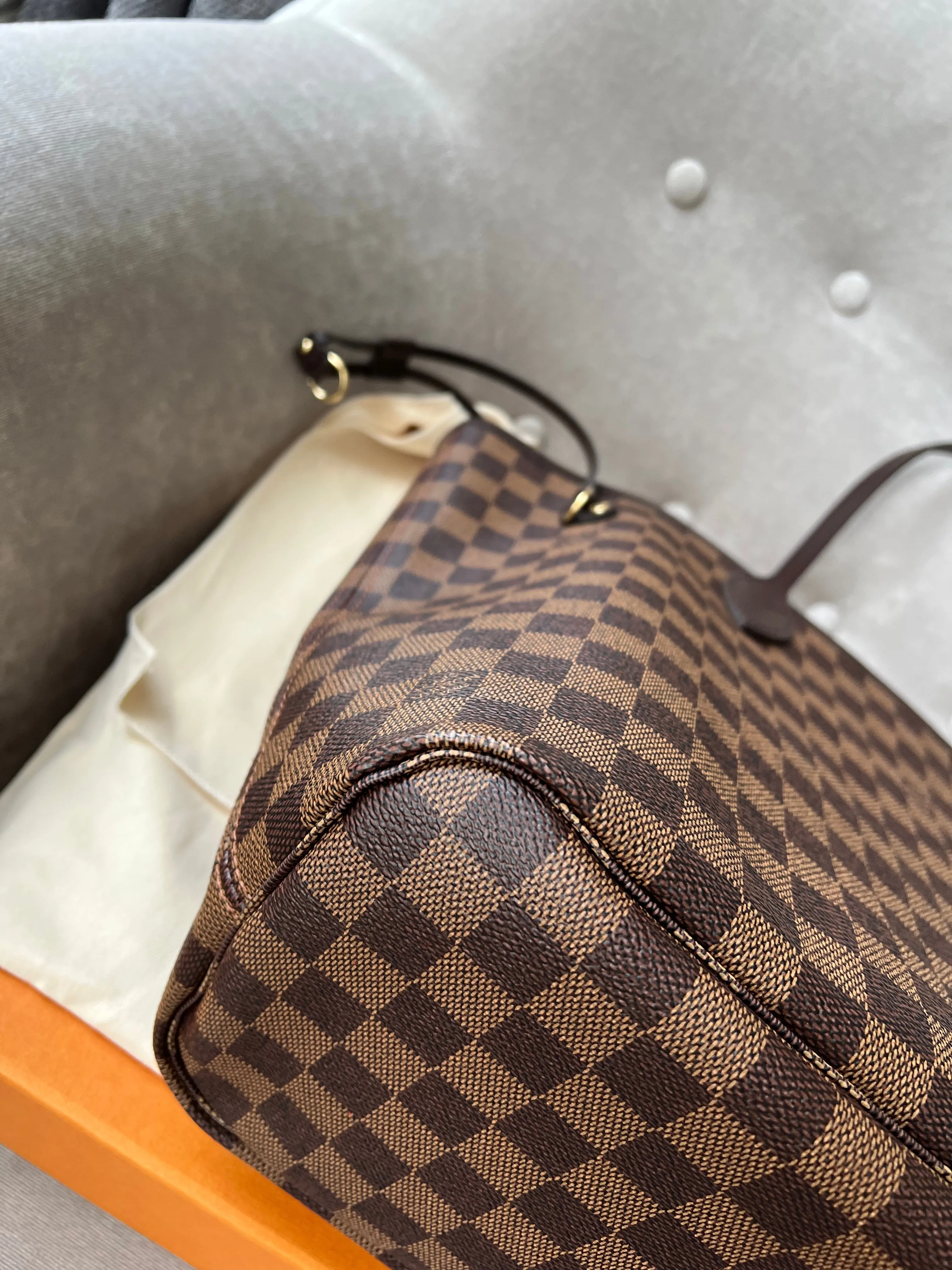 Trendy Inspired Louis Vuitton Neverfull Mm Damier Ebene Cherry Interior (rrp £1,410)