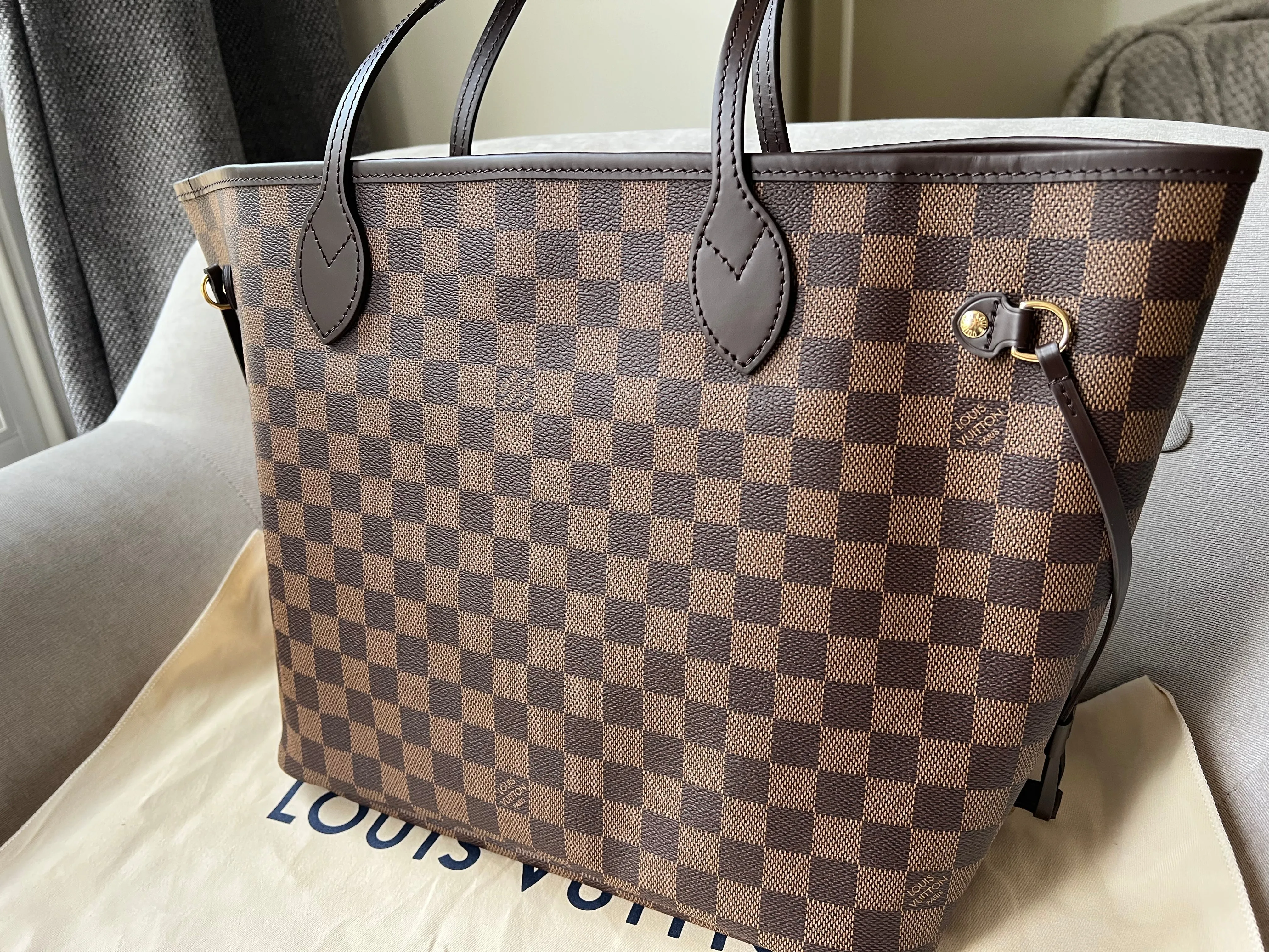 Trendy Inspired Louis Vuitton Neverfull Mm Damier Ebene Cherry Interior (rrp £1,410)