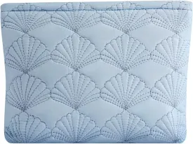 uekeboag White Quilted Cotton Makeup Pouch,Coquette Quilted Toiletry Bag for Women and Girls, Floral Coquette Organizer Bag, Aesthetic Travel Cosmetic Bags(LightBlue Shell)