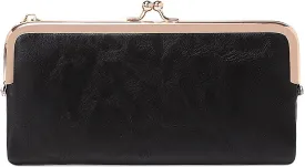 Vintage Women Long Wallets Bifold Ladies Purse Clutch with Kiss Lock and Zip Coin Pocket