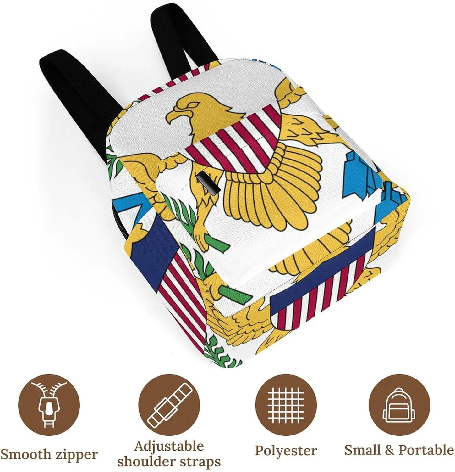 Virgin Islands Flag White Large Capacity All Print Casual Women's Waterproof Backpack