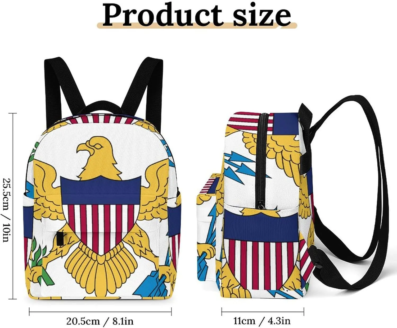 Virgin Islands Flag White Large Capacity All Print Casual Women's Waterproof Backpack