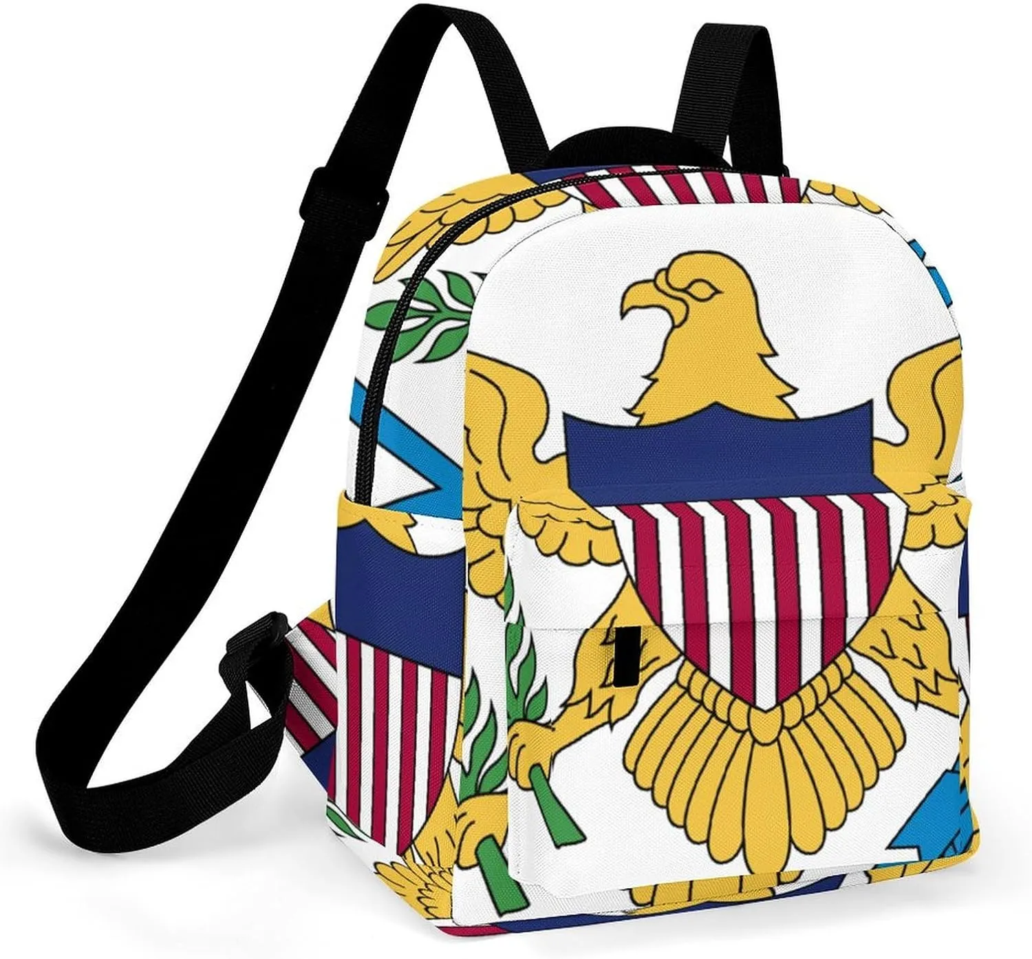 Virgin Islands Flag White Large Capacity All Print Casual Women's Waterproof Backpack
