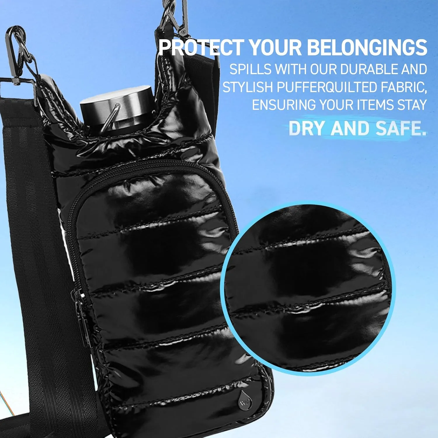 WanderFull Original HydroBag, Water Bottle Holder with Strap, Hands-Free Crossbody Water Bottle Carrier Bag w/Phone Pocket