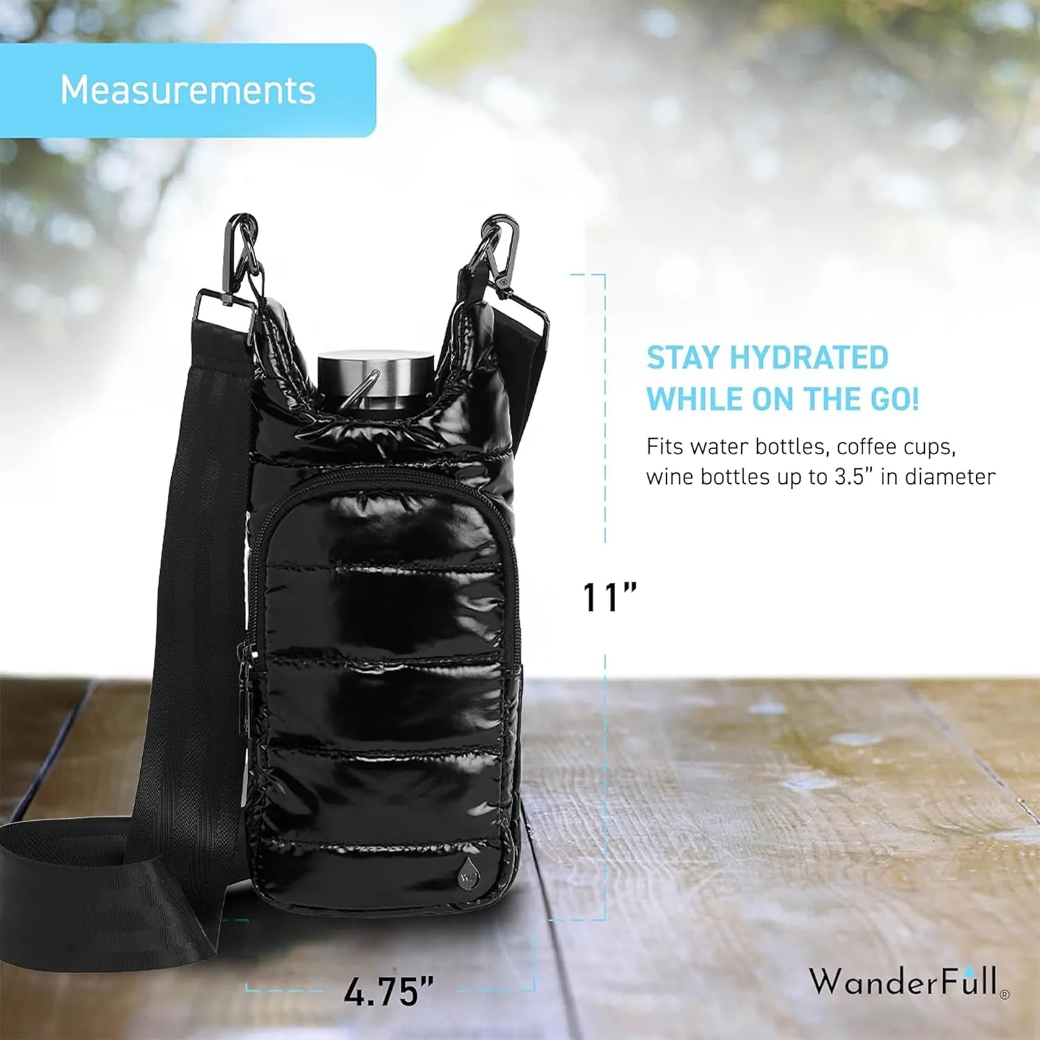 WanderFull Original HydroBag, Water Bottle Holder with Strap, Hands-Free Crossbody Water Bottle Carrier Bag w/Phone Pocket
