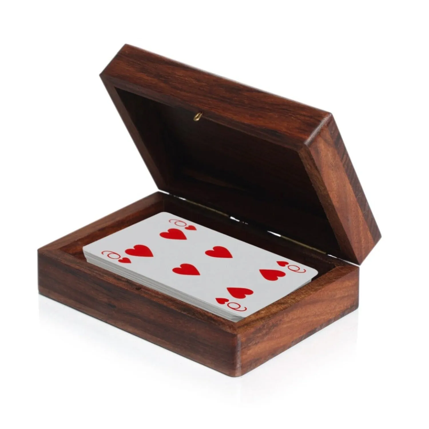 Wooden Playing Card Holder Box with Playing Card (Sheesham-Walnut)