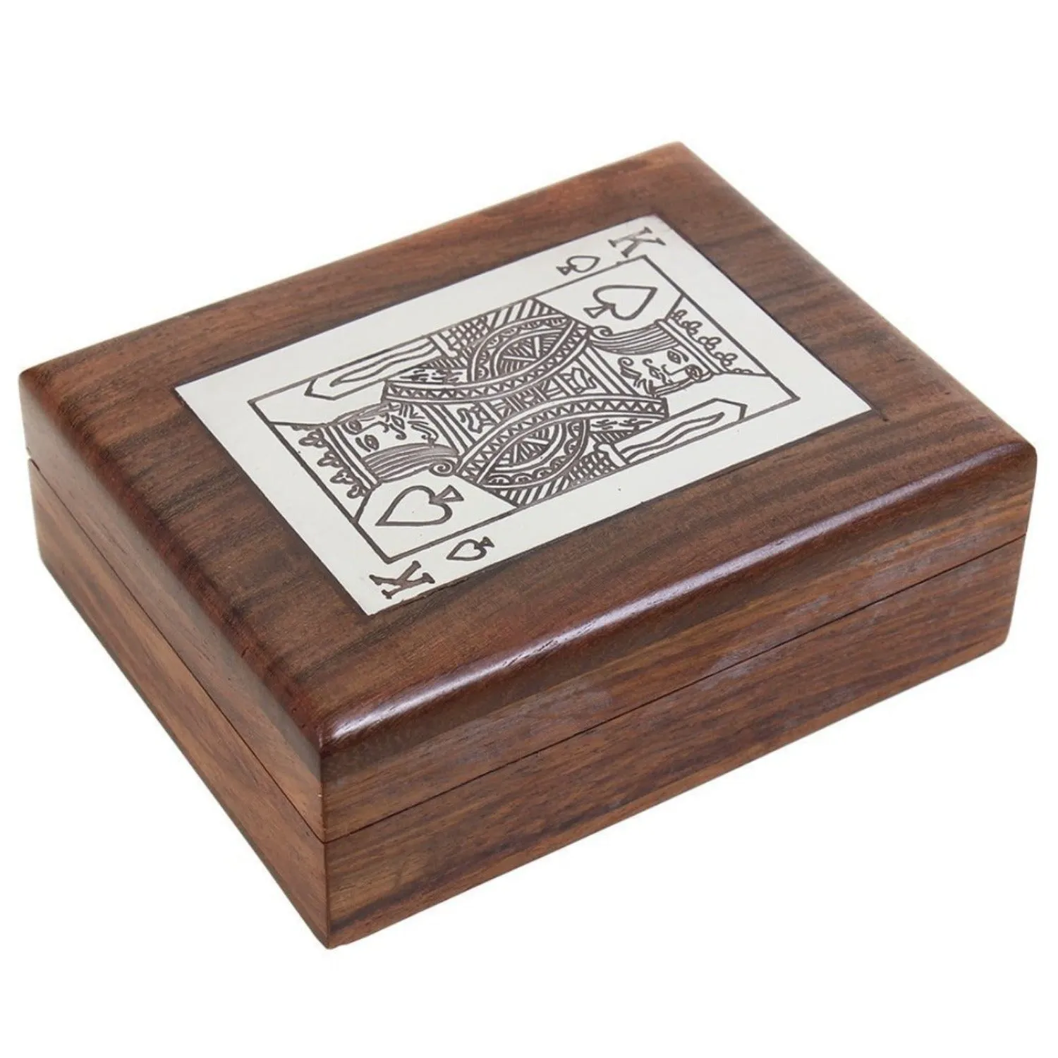 Wooden Playing Card Holder Box with Playing Card (Sheesham-Walnut)