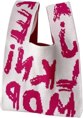 Wrist Bag for Women Sleeve Knot Pouch Crochet Tote Bag Small Cute Wristlet Knitted Bag Portable Purse Gift Bag