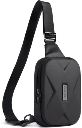 YaKuss Hard Shell Sling Bag, Anti-theft Crossbody Bag for Women Men Lightweight Shoulder Chest Bag Casual Backpack for Travel Daily, Black
