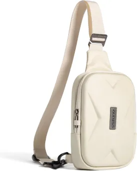 YaKuss Hard Shell Sling Bag, Anti-theft Crossbody Bag for Women Men Lightweight Shoulder Chest Bag Casual Backpack for Travel Daily (Off White)