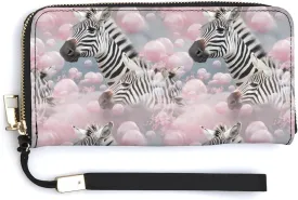 Zebras in Bubbles Women's Wristlet Wallet RFID Blocking Long Clutch Travel Credit Card Holder for Men