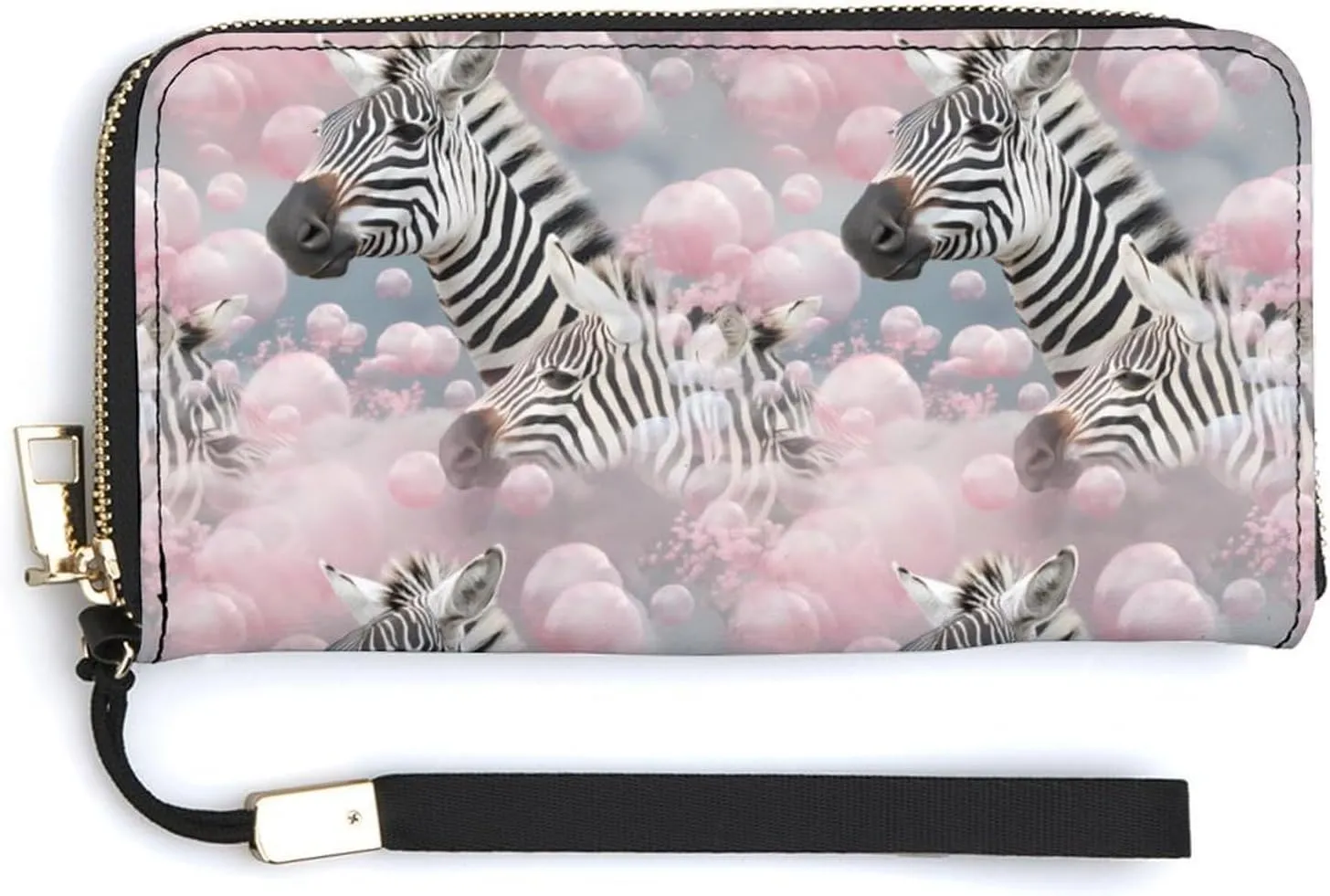 Zebras in Bubbles Women's Wristlet Wallet RFID Blocking Long Clutch Travel Credit Card Holder for Men